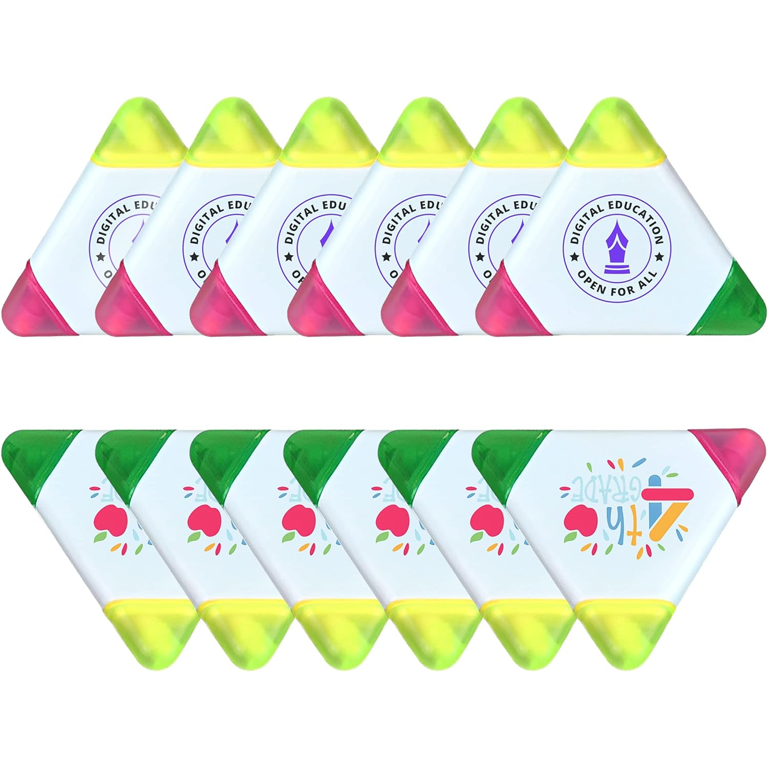 100PCS Custom Bulk Highlighters Personalized Triangle Highlighter With